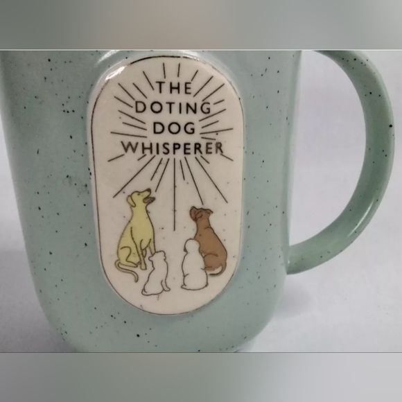 DOTING DOG WHISPERER SPECKLED TEAL GREEN ANTHROPOLOGIE MUG LOVE NEW - Picture 3 of 13